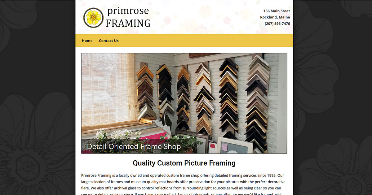 Primrose Framing, Maine Custom Frame Shop, Frames, Mat Boards, Archival Glass & Matting